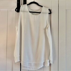 Christina B White Sleeveless Blouse XL High-Low Dressy Top